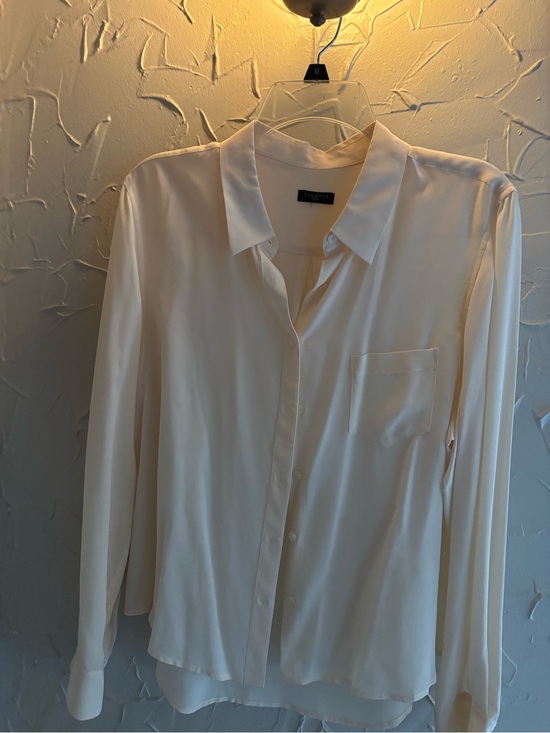 Talbots Tops - Talbots Cream Long-Sleeve Silk-Feel Button Front Shirt